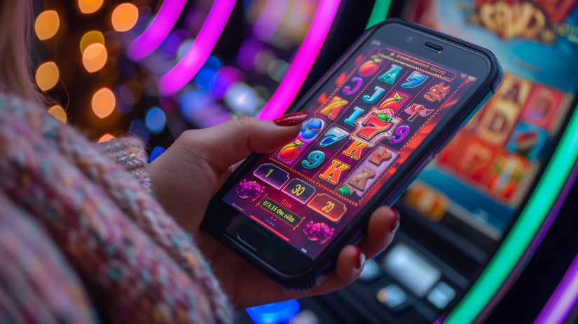 Tampilan antarmuka Caishen Wins di aplikasi mobile poinbet dengan simbol-simbol tematik keberuntungan